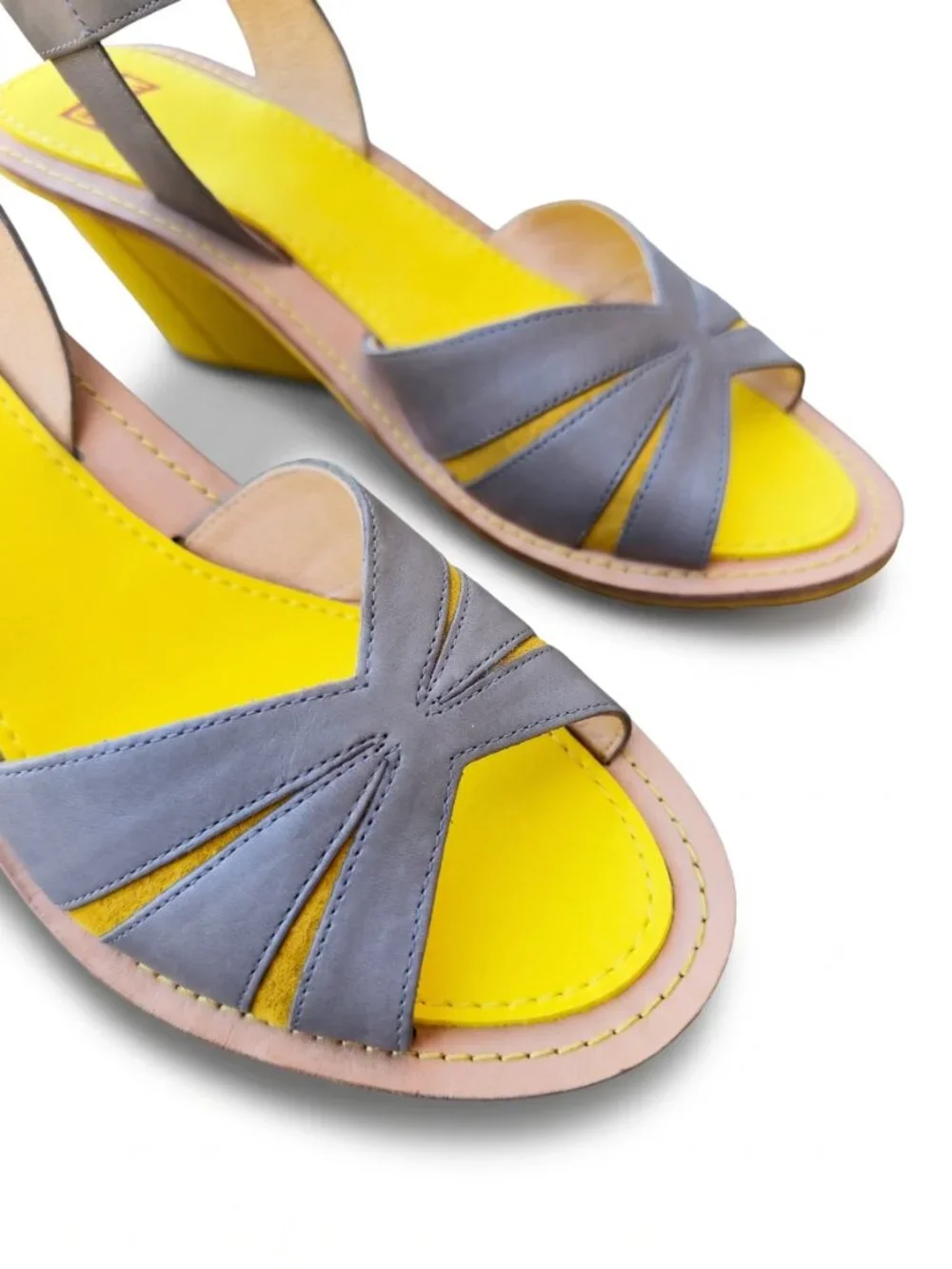 Camper Filippa Low Leather Colorblock Wedge Sandals EU 40 US 10 NIB